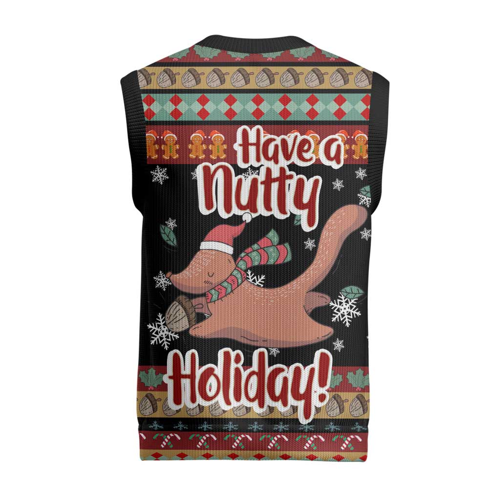 Have A Nutty Holiday Christmas Knitted V-Neck Vest Xmas Holiday Patterns - Wonder Print Shop