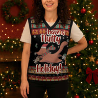 Have A Nutty Holiday Christmas Knitted V-Neck Vest Xmas Holiday Patterns - Wonder Print Shop