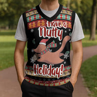 Have A Nutty Holiday Christmas Knitted V-Neck Vest Xmas Holiday Patterns - Wonder Print Shop