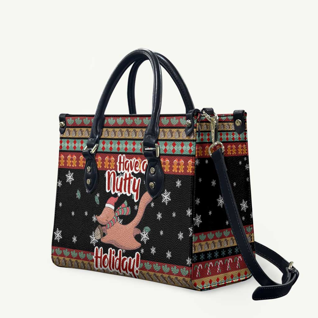 Have A Nutty Holiday Christmas Leather Bag Xmas Holiday Patterns - Wonder Print Shop