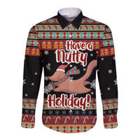 Have A Nutty Holiday Christmas Long Sleeve Button Shirt Xmas Holiday Patterns - Wonder Print Shop