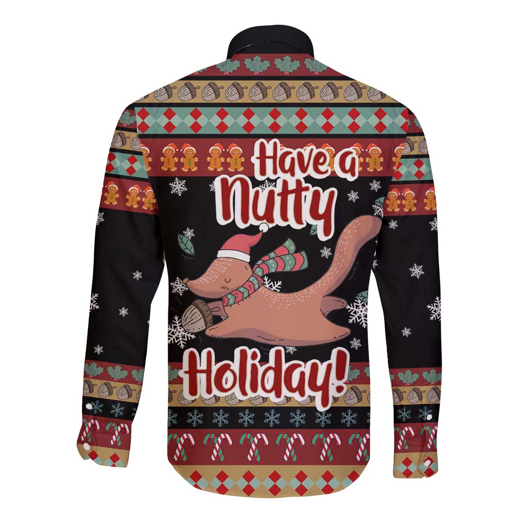 Have A Nutty Holiday Christmas Long Sleeve Button Shirt Xmas Holiday Patterns - Wonder Print Shop