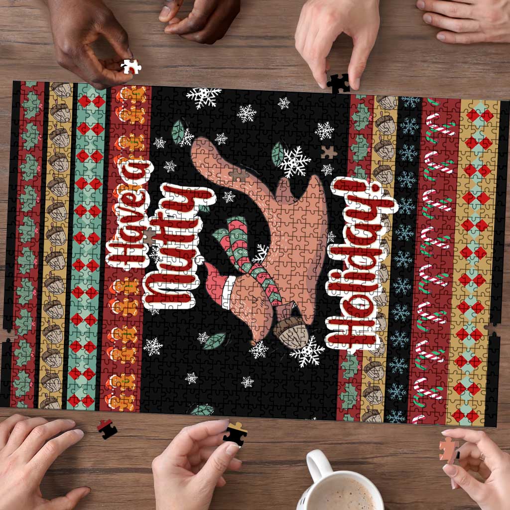 Have A Nutty Holiday Christmas Puzzle Xmas Holiday Patterns - Wonder Print Shop