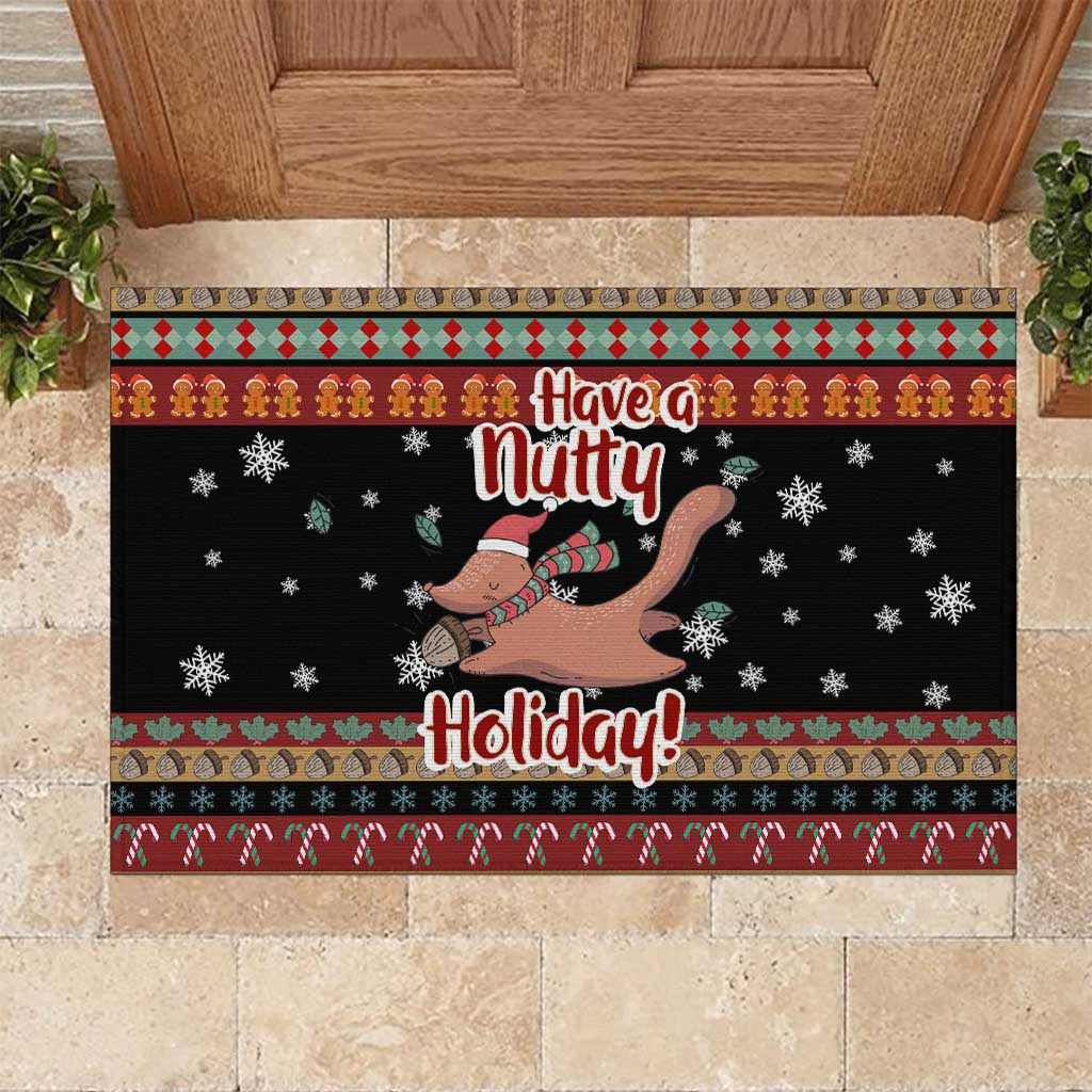 Have A Nutty Holiday Christmas Rubber Doormat Xmas Holiday Patterns - Wonder Print Shop