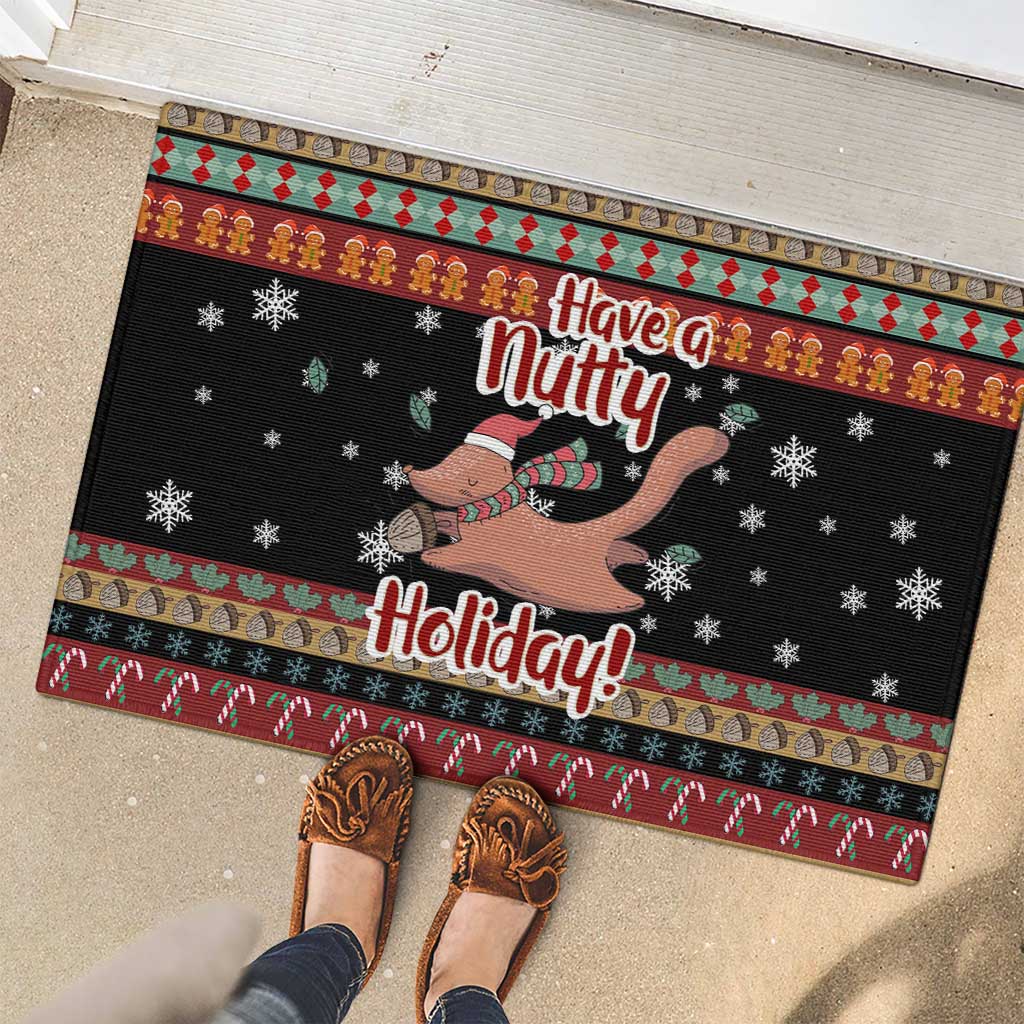 Have A Nutty Holiday Christmas Rubber Doormat Xmas Holiday Patterns - Wonder Print Shop