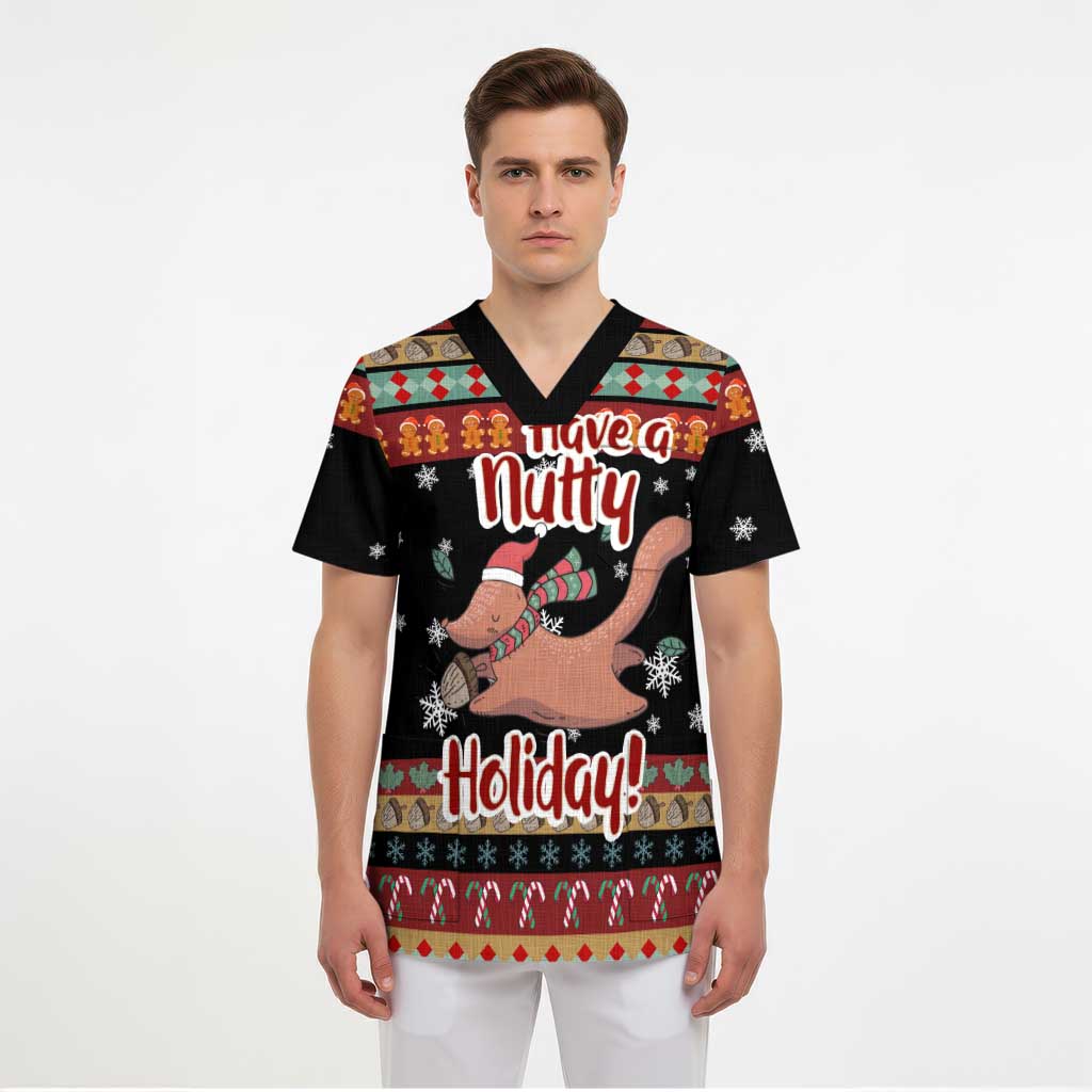 Have A Nutty Holiday Christmas Scrub Top Xmas Holiday Patterns - Wonder Print Shop