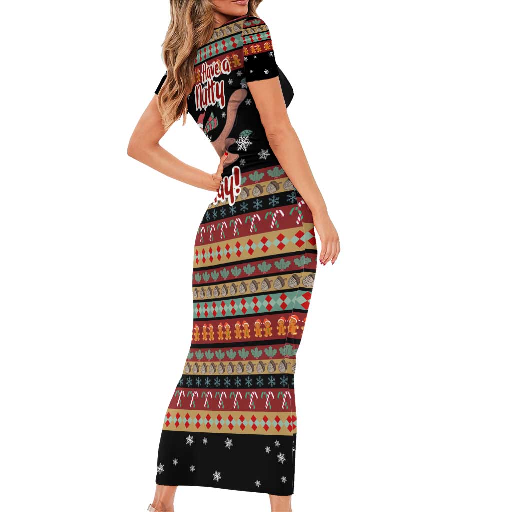 Have A Nutty Holiday Christmas Short Sleeve Bodycon Dress Xmas Holiday Patterns - Wonder Print Shop