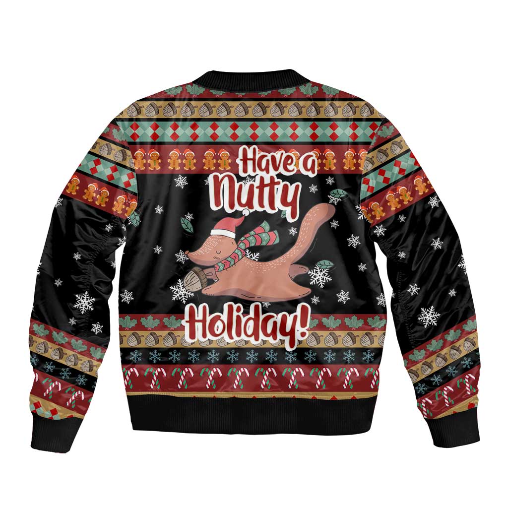 Have A Nutty Holiday Christmas Sleeve Zip Bomber Jacket Xmas Holiday Patterns - Wonder Print Shop