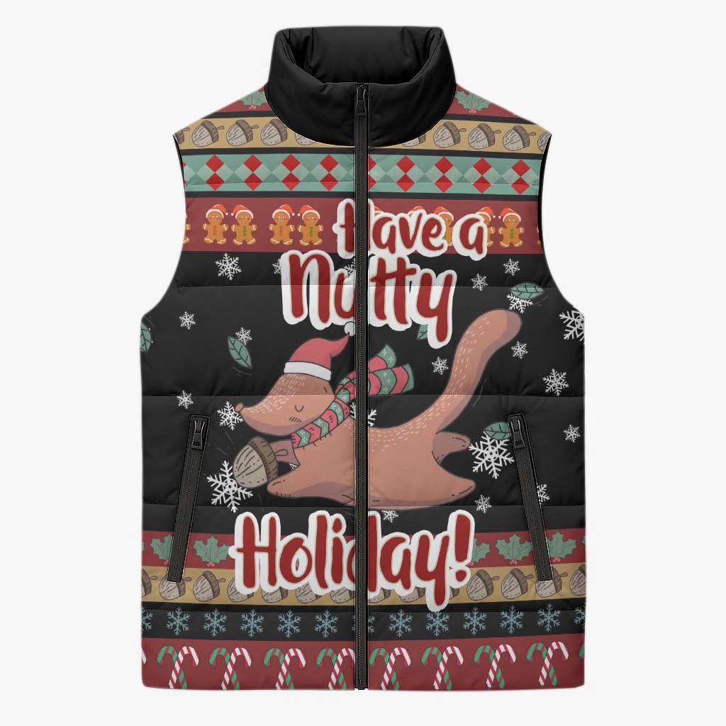 Have A Nutty Holiday Christmas Sleeveless Puffer Jacket Xmas Holiday Patterns - Wonder Print Shop