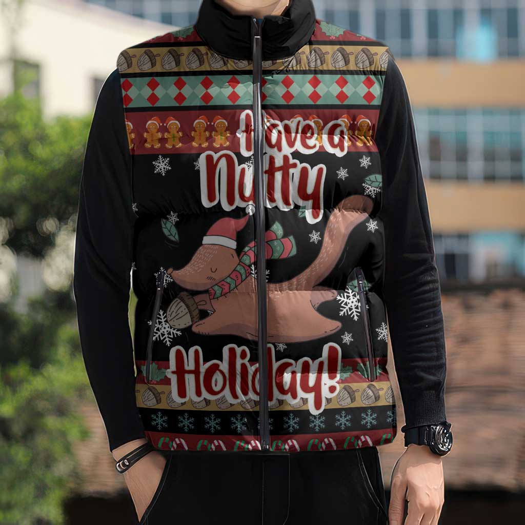 Have A Nutty Holiday Christmas Sleeveless Puffer Jacket Xmas Holiday Patterns - Wonder Print Shop