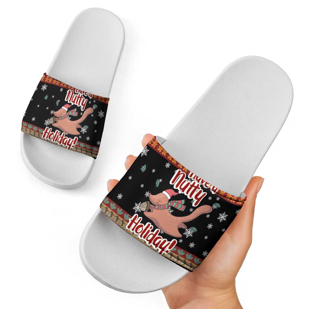 Have A Nutty Holiday Christmas Slide Sandals Xmas Holiday Patterns - Wonder Print Shop
