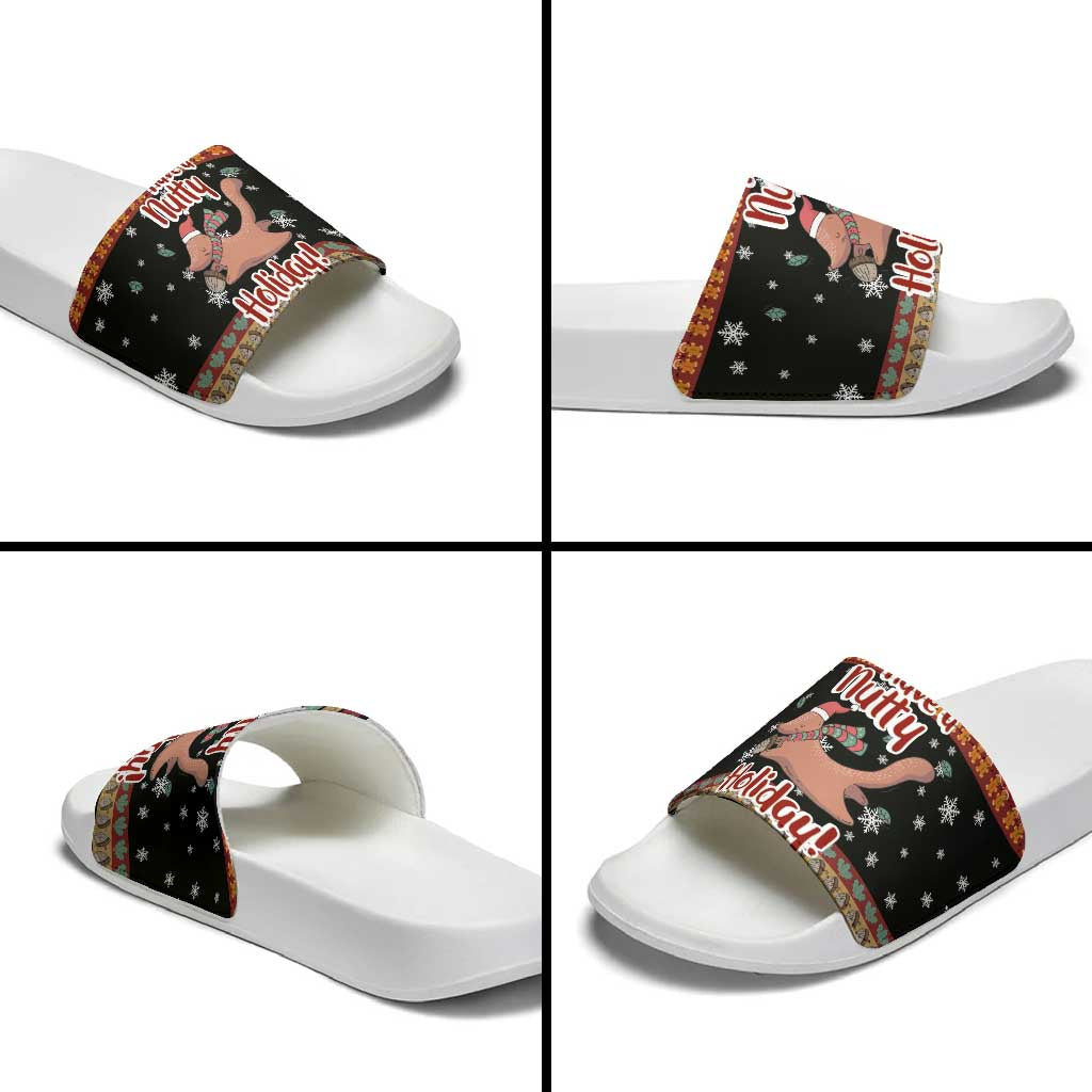 Have A Nutty Holiday Christmas Slide Sandals Xmas Holiday Patterns - Wonder Print Shop