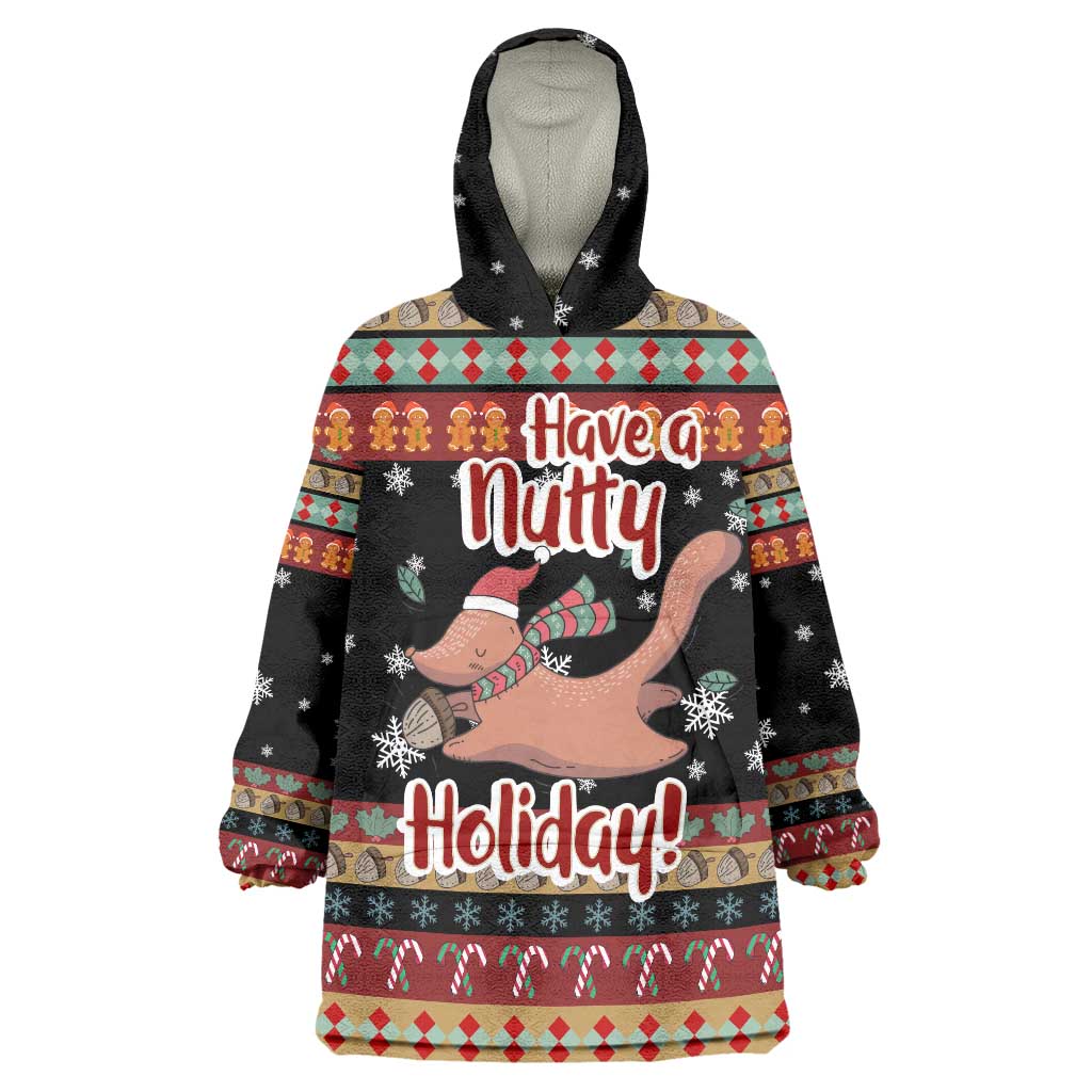 Have A Nutty Holiday Christmas Wearable Blanket Hoodie Xmas Holiday Patterns - Wonder Print Shop