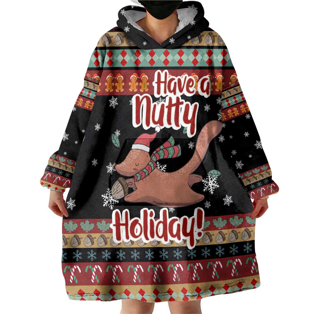 Have A Nutty Holiday Christmas Wearable Blanket Hoodie Xmas Holiday Patterns - Wonder Print Shop