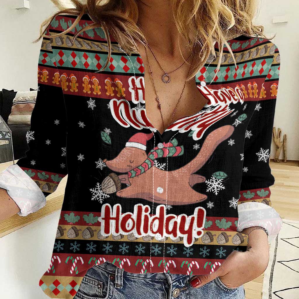 Have A Nutty Holiday Christmas Women Casual Shirt Xmas Holiday Patterns - Wonder Print Shop