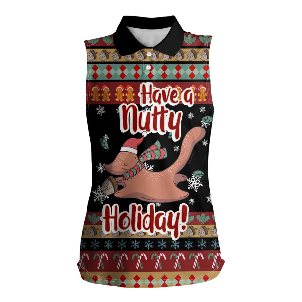 Have A Nutty Holiday Christmas Women Sleeveless Polo Shirt Xmas Holiday Patterns - Wonder Print Shop