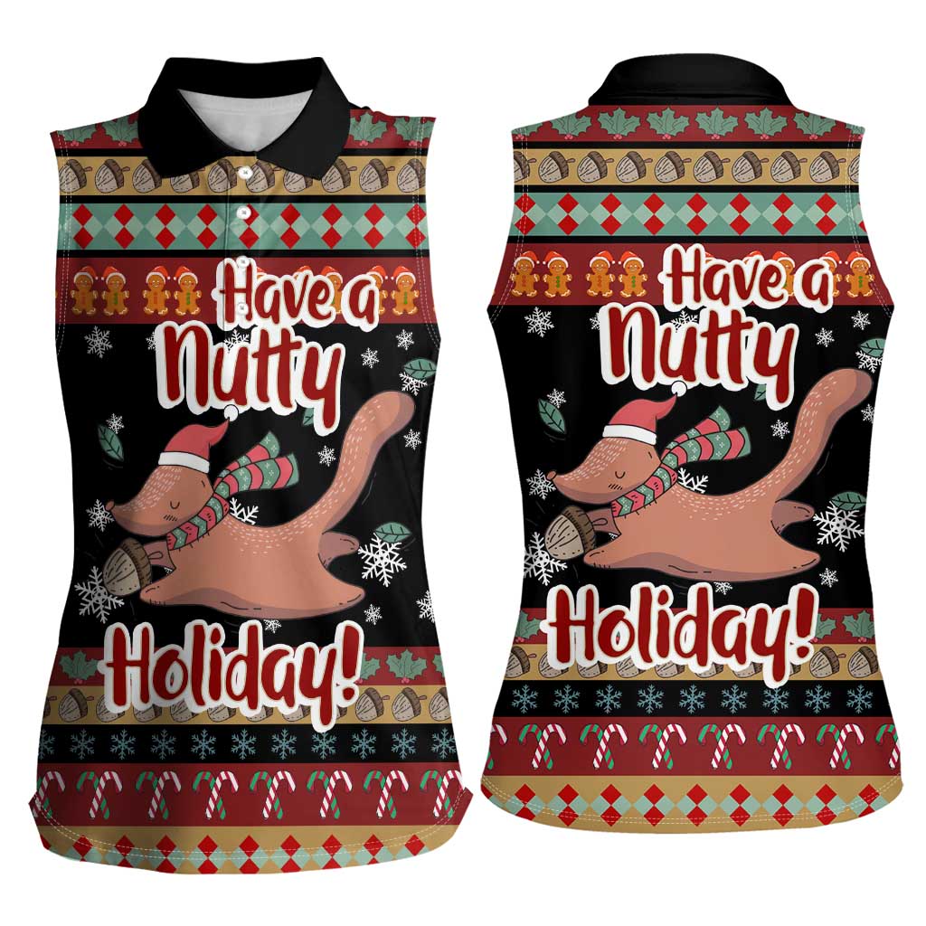 Have A Nutty Holiday Christmas Women Sleeveless Polo Shirt Xmas Holiday Patterns - Wonder Print Shop