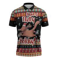 Have A Nutty Holiday Christmas Zipper Polo Shirt Xmas Holiday Patterns - Wonder Print Shop