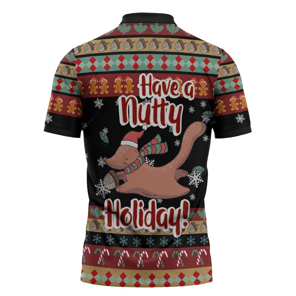 Have A Nutty Holiday Christmas Zipper Polo Shirt Xmas Holiday Patterns - Wonder Print Shop