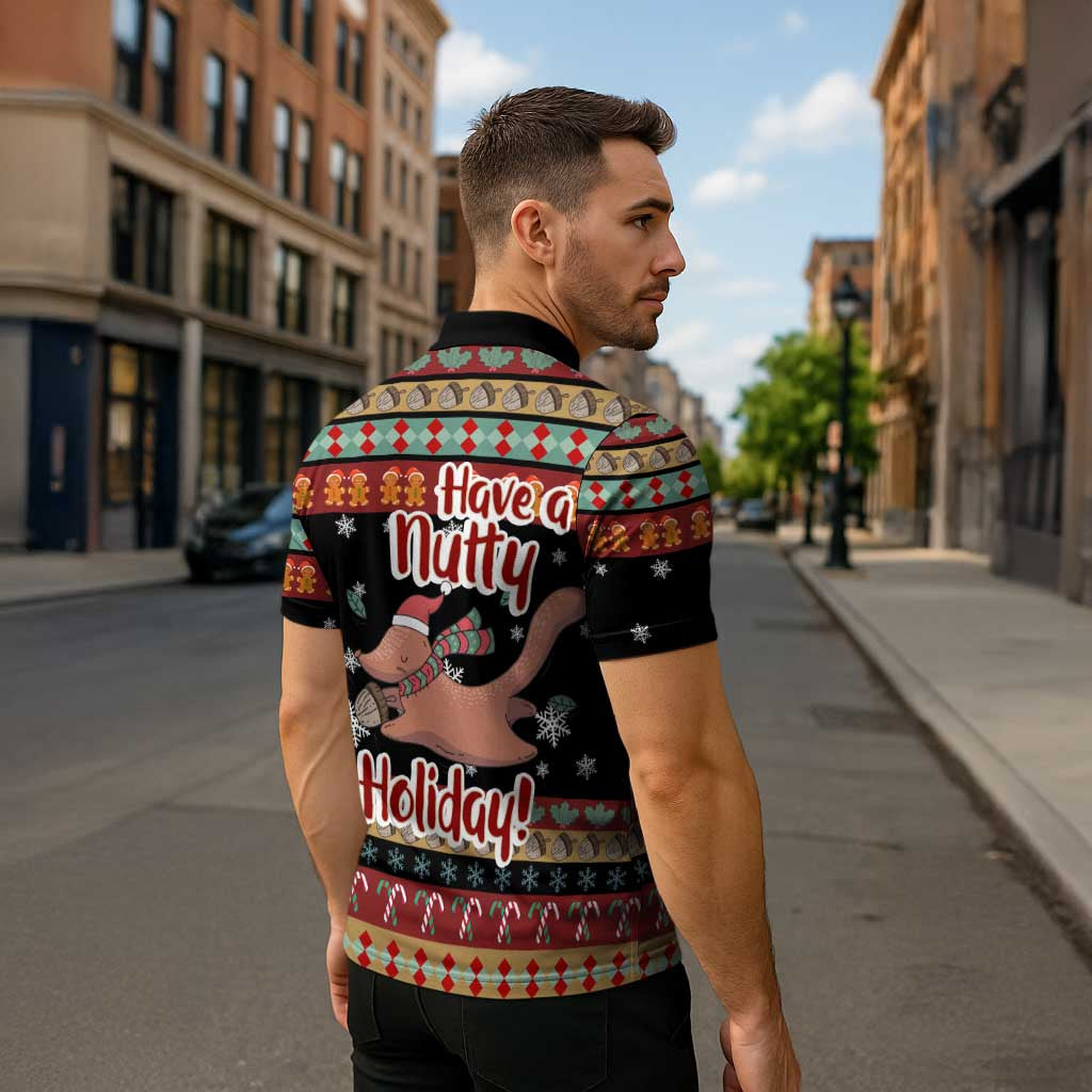Have A Nutty Holiday Christmas Zipper Polo Shirt Xmas Holiday Patterns - Wonder Print Shop