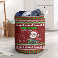 Tractor Santa Christmas Laundry Basket Xmas Holiday Patterns - Wonder Print Shop