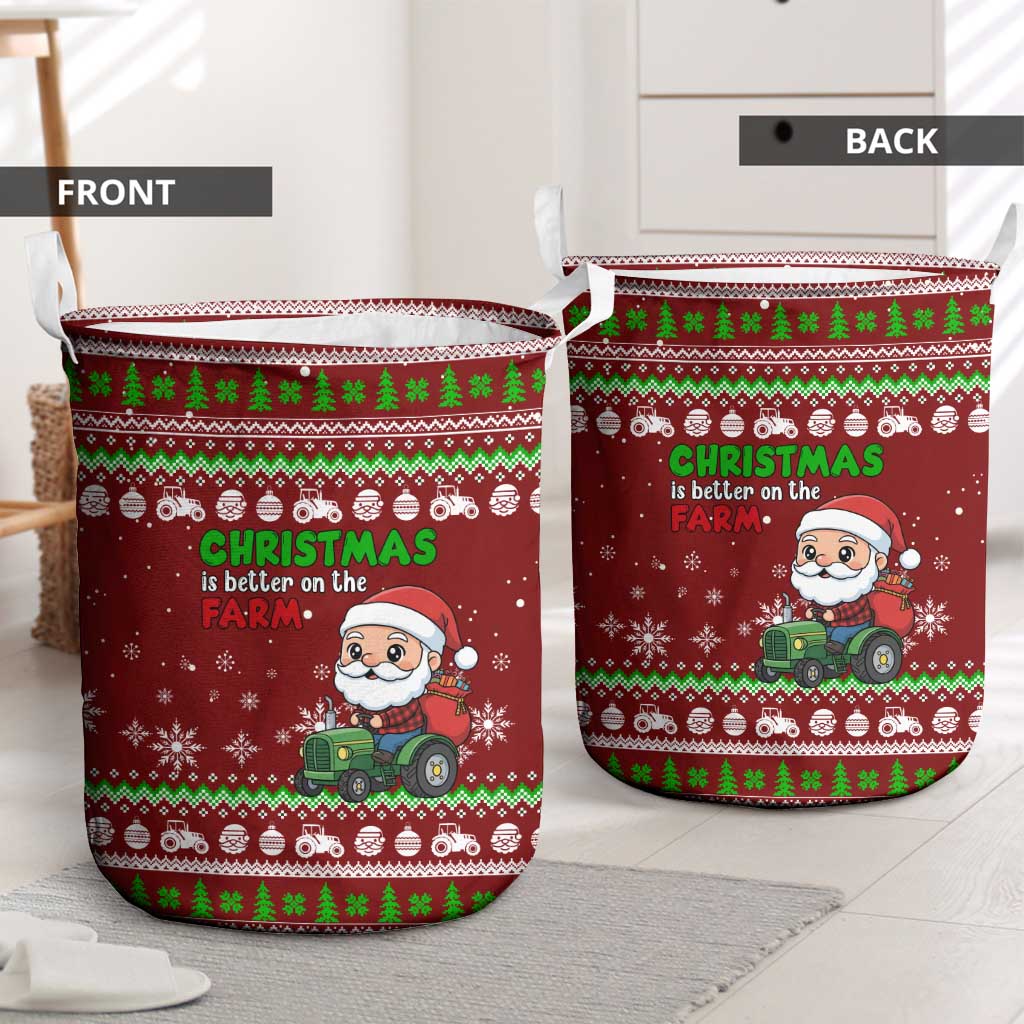 Tractor Santa Christmas Laundry Basket Xmas Holiday Patterns - Wonder Print Shop