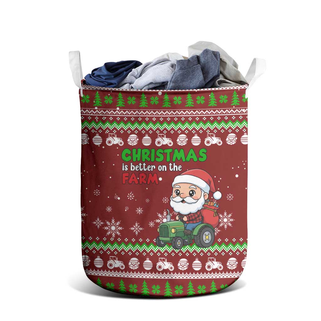 Tractor Santa Christmas Laundry Basket Xmas Holiday Patterns - Wonder Print Shop