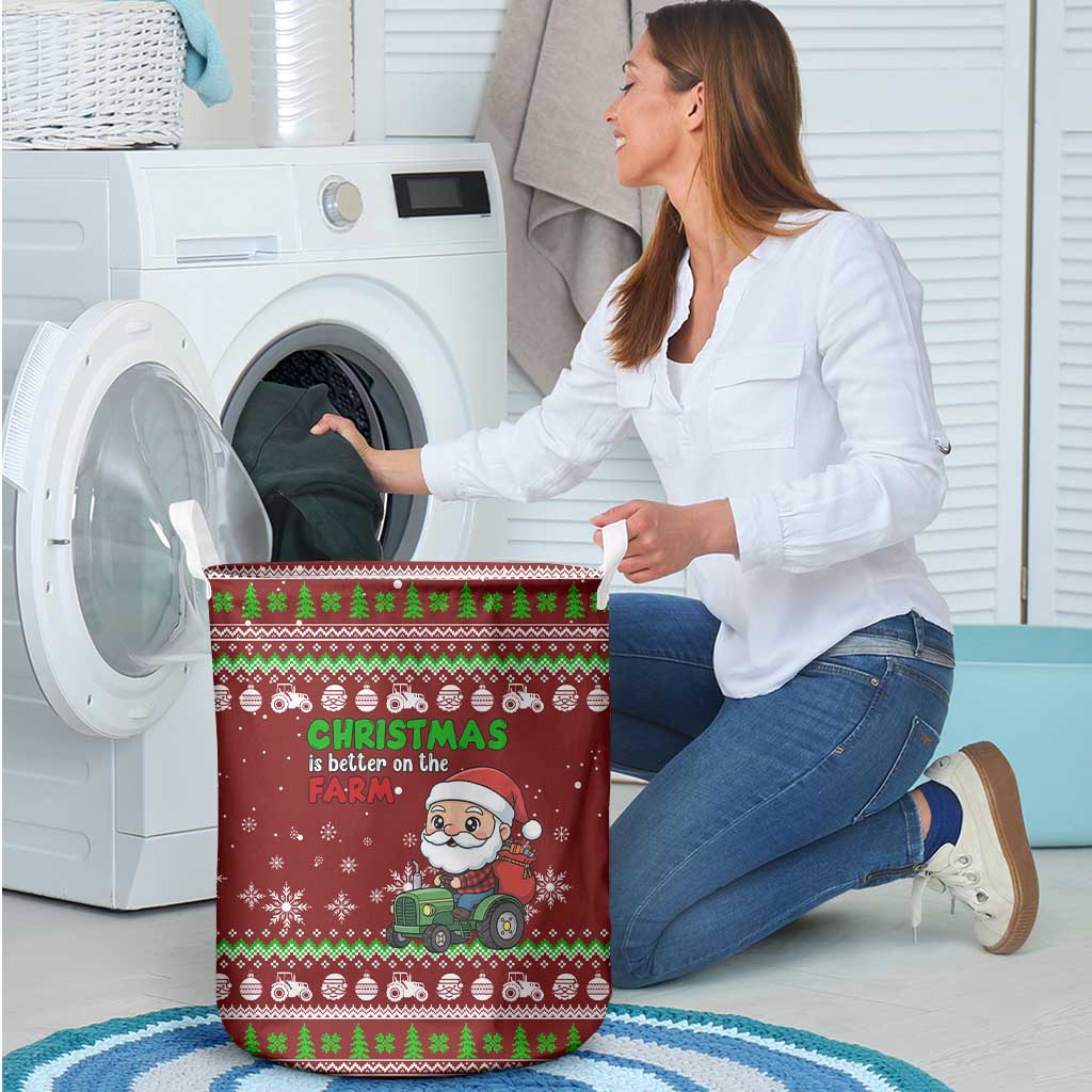 Tractor Santa Christmas Laundry Basket Xmas Holiday Patterns - Wonder Print Shop