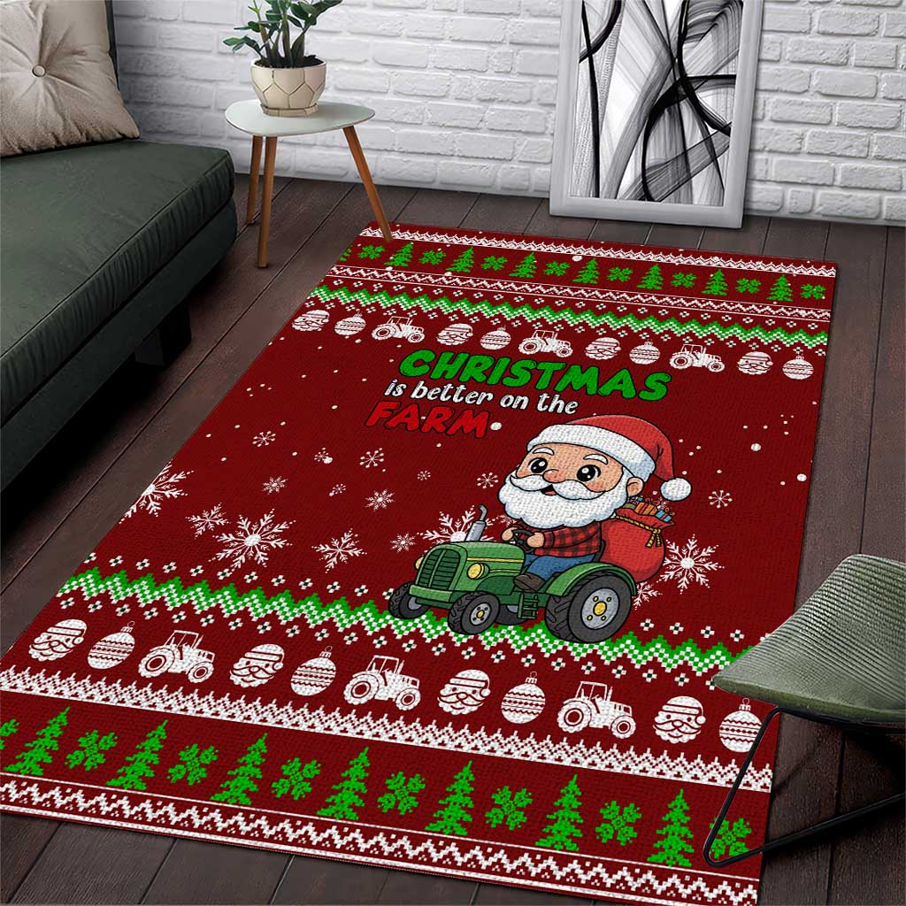 Tractor Santa Christmas Area Rug Xmas Holiday Patterns - Wonder Print Shop