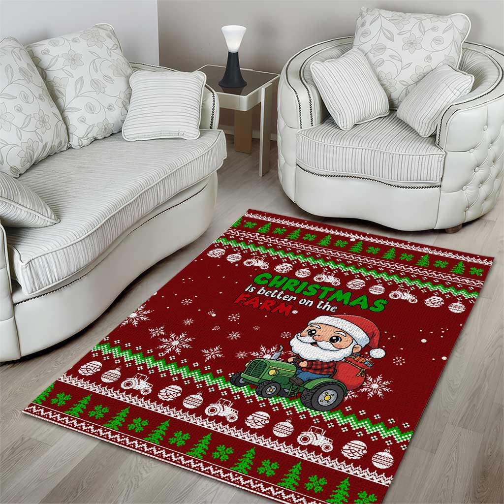 Tractor Santa Christmas Area Rug Xmas Holiday Patterns - Wonder Print Shop