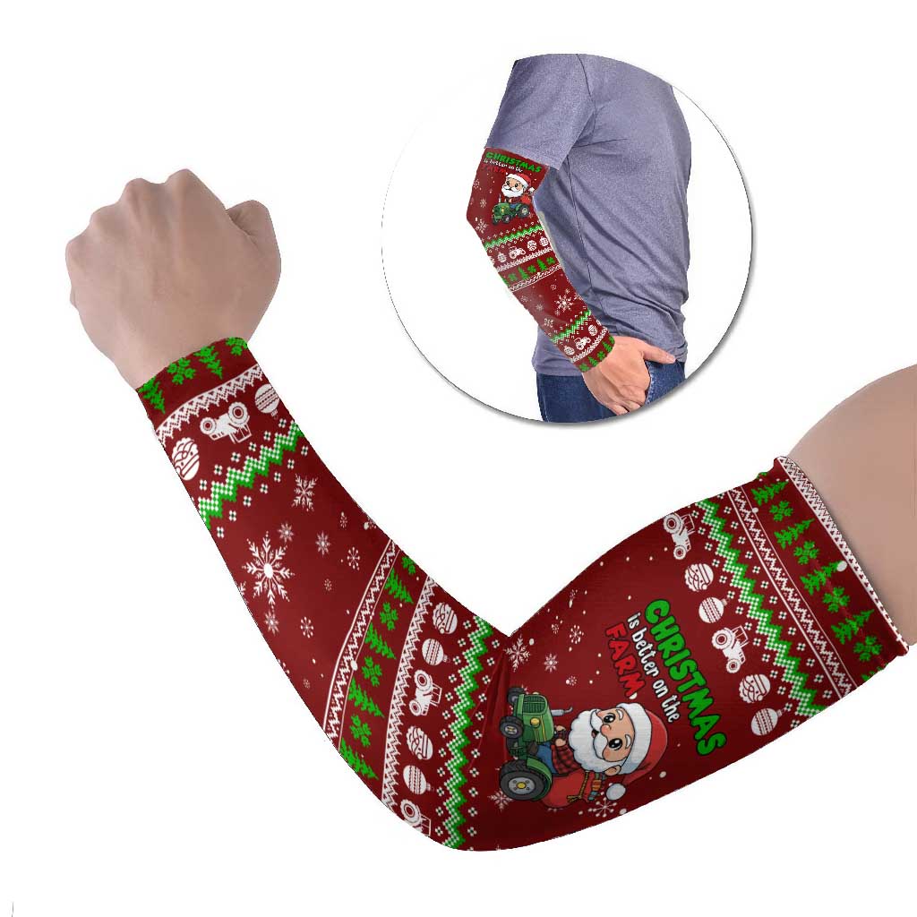 Tractor Santa Christmas Arm Sleeves Xmas Holiday Patterns - Wonder Print Shop