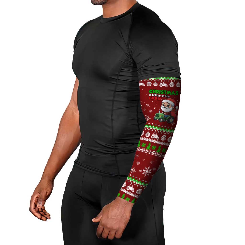 Tractor Santa Christmas Arm Sleeves Xmas Holiday Patterns - Wonder Print Shop