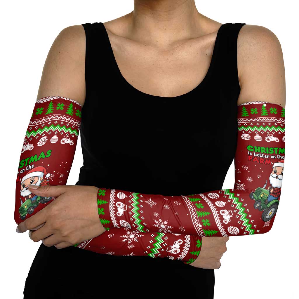 Tractor Santa Christmas Arm Sleeves Xmas Holiday Patterns - Wonder Print Shop