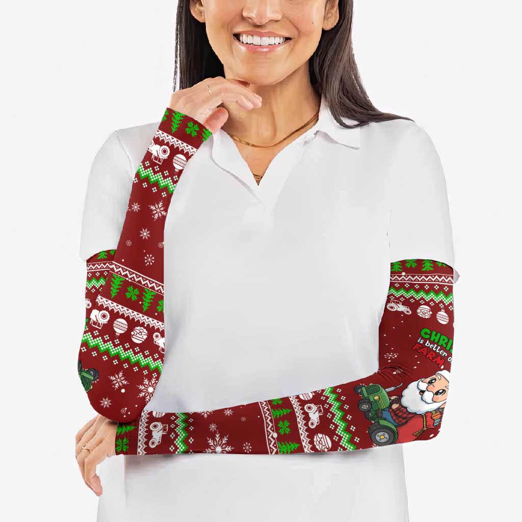 Tractor Santa Christmas Arm Sleeves Xmas Holiday Patterns - Wonder Print Shop