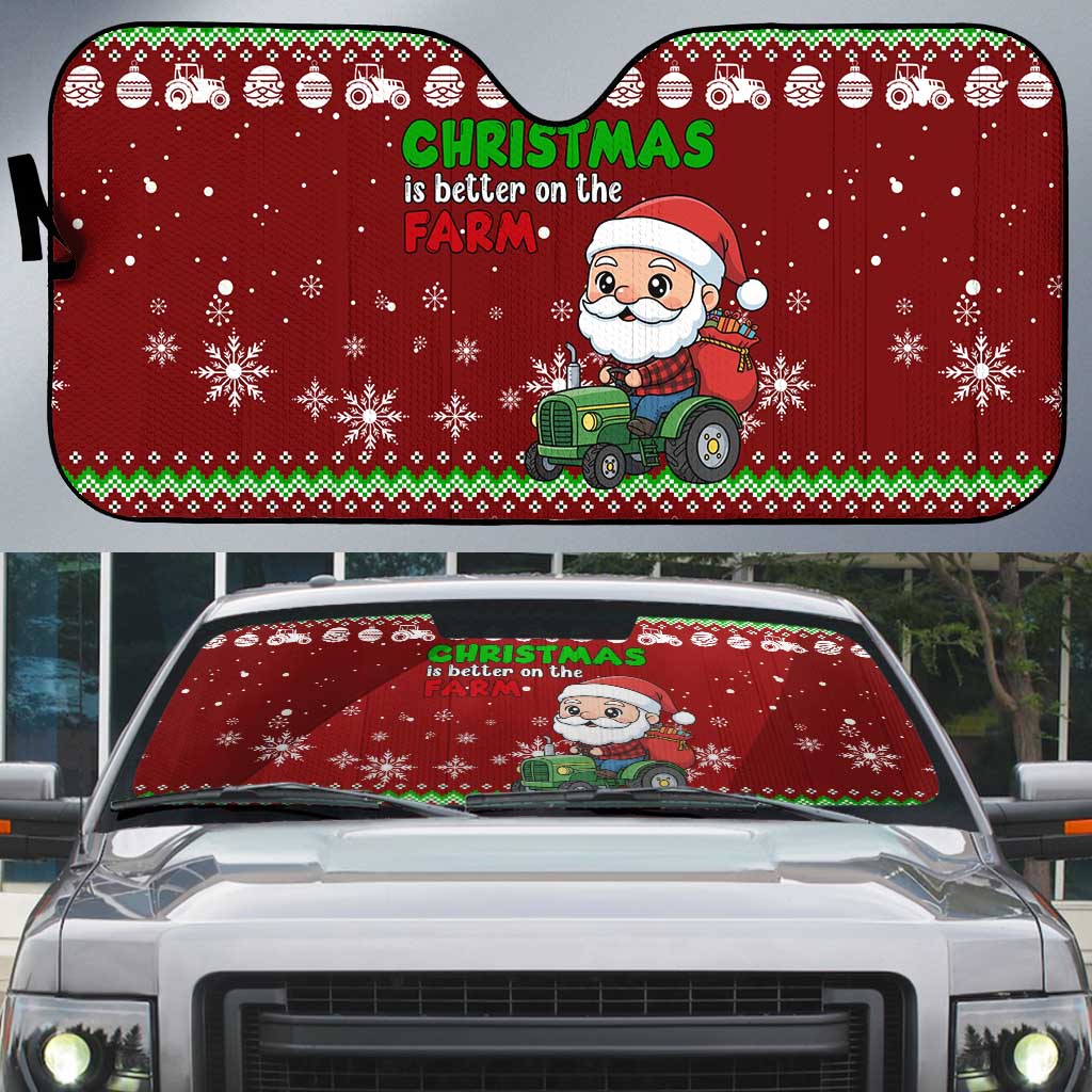 Tractor Santa Christmas Auto Sun Shade Xmas Holiday Patterns - Wonder Print Shop