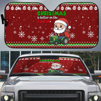 Tractor Santa Christmas Auto Sun Shade Xmas Holiday Patterns - Wonder Print Shop