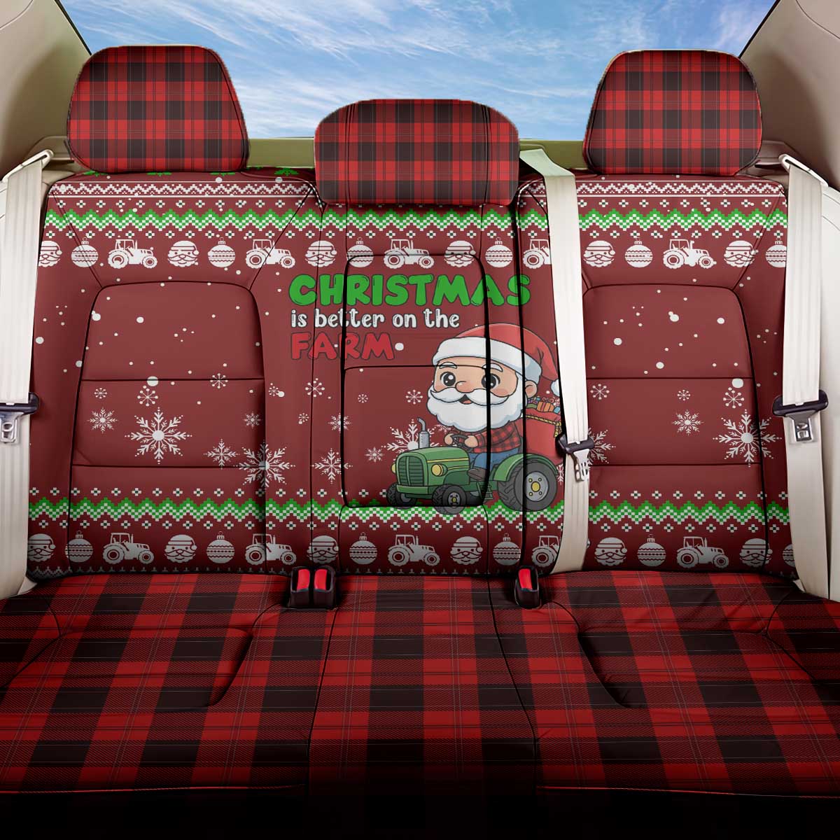 Tractor Santa Christmas Back Car Seat Cover Xmas Holiday Patterns - Wonder Print Shop