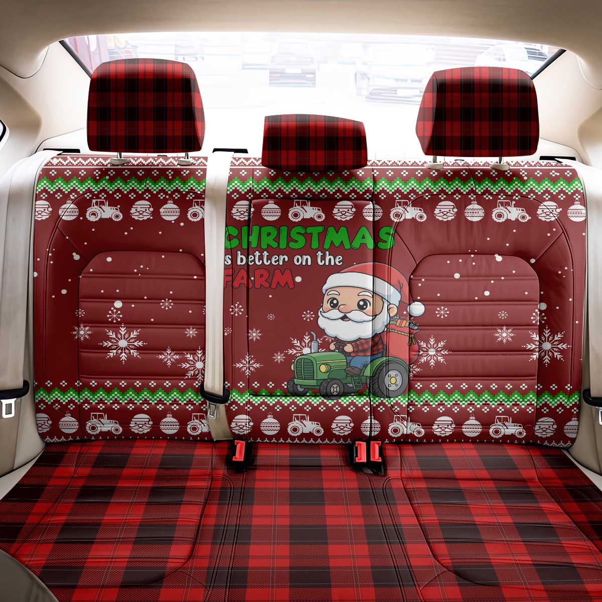 Tractor Santa Christmas Back Car Seat Cover Xmas Holiday Patterns - Wonder Print Shop