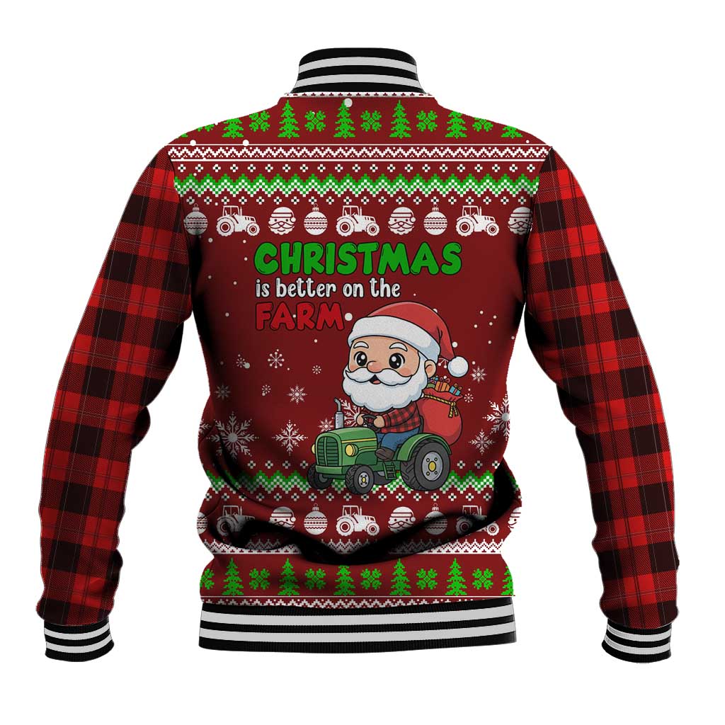 Tractor Santa Christmas Baseball Jacket Xmas Holiday Patterns - Wonder Print Shop