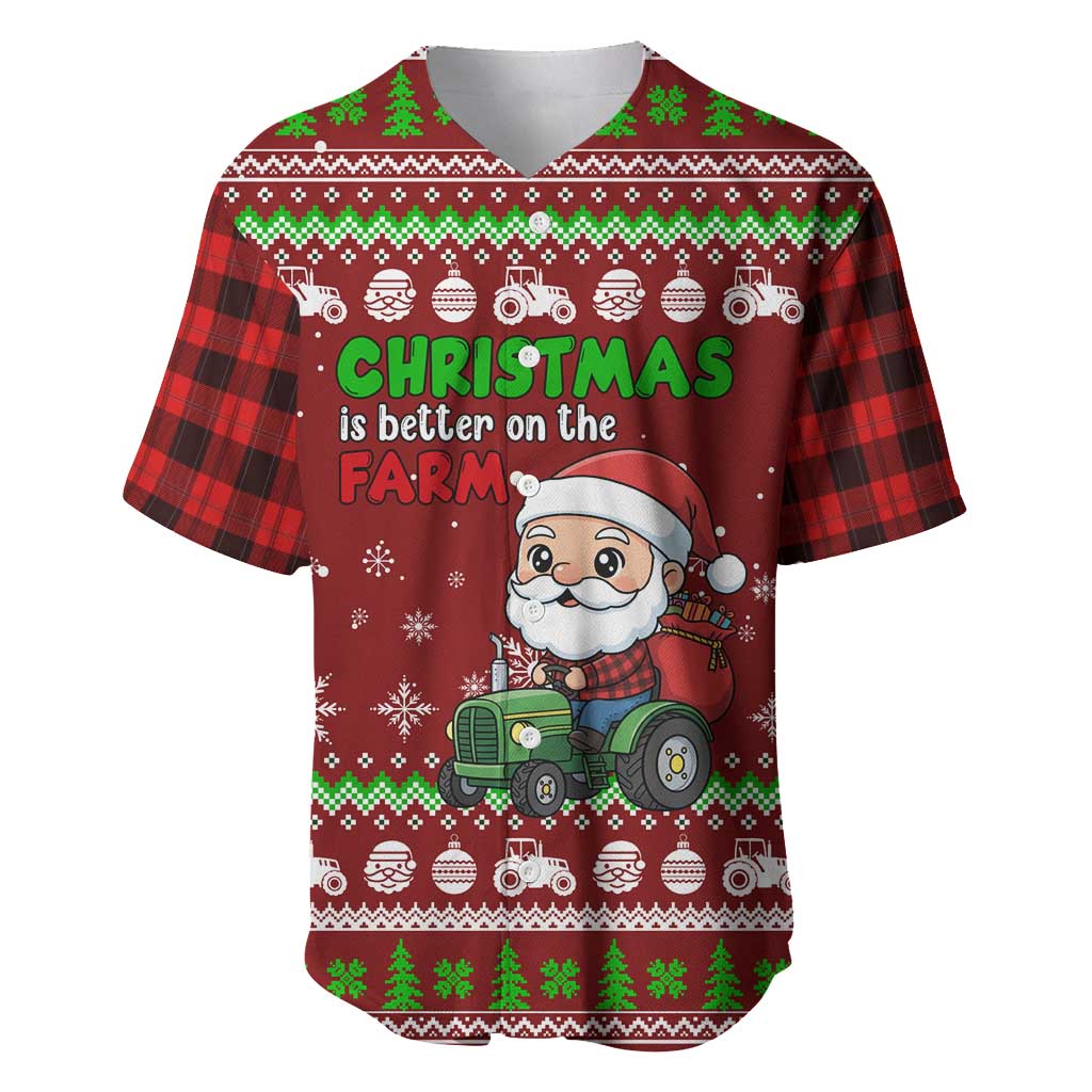 Tractor Santa Christmas Baseball Jersey Xmas Holiday Patterns - Wonder Print Shop