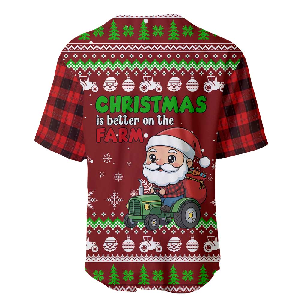 Tractor Santa Christmas Baseball Jersey Xmas Holiday Patterns - Wonder Print Shop