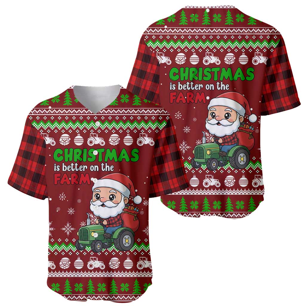 Tractor Santa Christmas Baseball Jersey Xmas Holiday Patterns - Wonder Print Shop