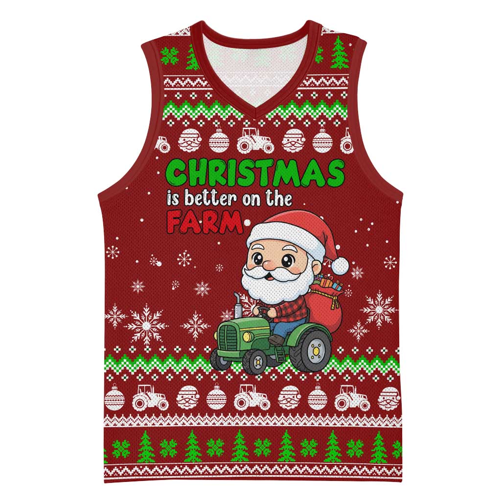 Tractor Santa Christmas Basketball Jersey Xmas Holiday Patterns - Wonder Print Shop