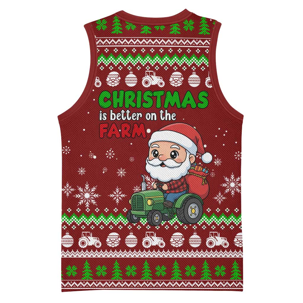 Tractor Santa Christmas Basketball Jersey Xmas Holiday Patterns - Wonder Print Shop
