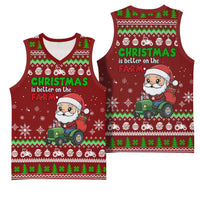 Tractor Santa Christmas Basketball Jersey Xmas Holiday Patterns - Wonder Print Shop