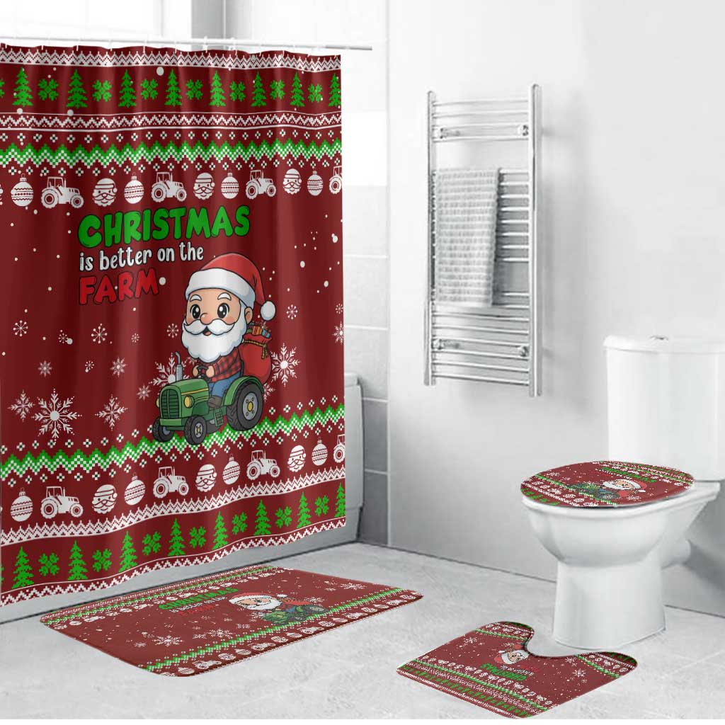 Tractor Santa Christmas Bathroom Set Xmas Holiday Patterns - Wonder Print Shop