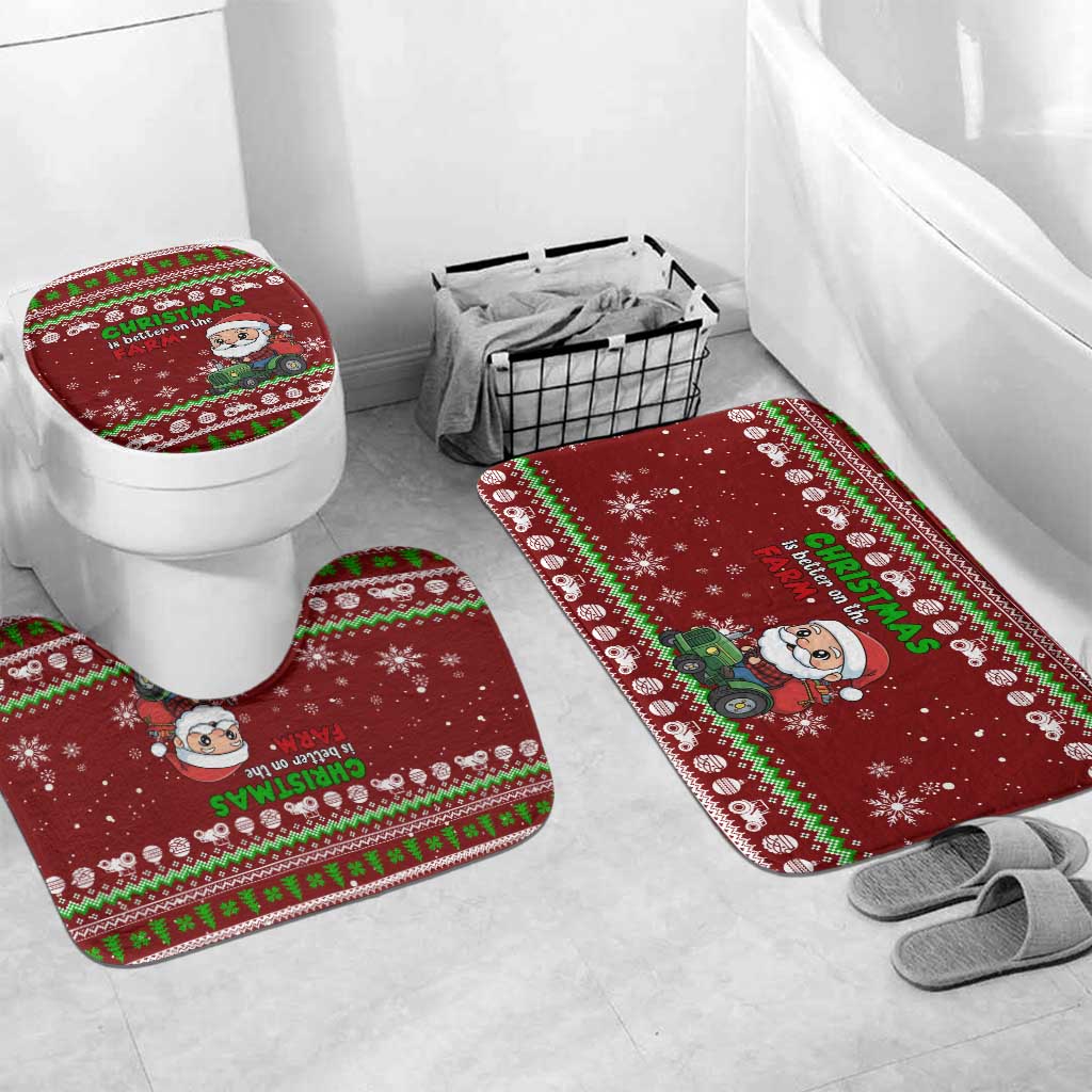 Tractor Santa Christmas Bathroom Set Xmas Holiday Patterns - Wonder Print Shop