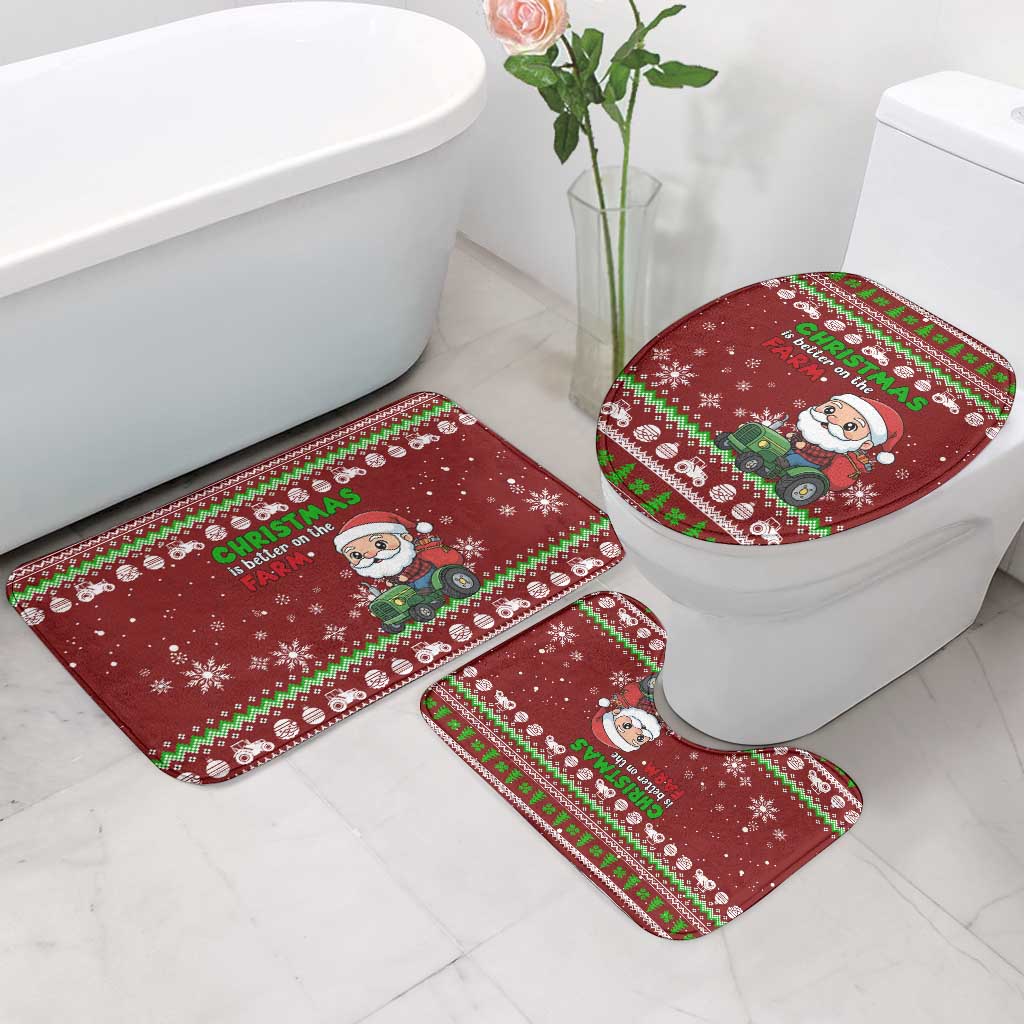 Tractor Santa Christmas Bathroom Set Xmas Holiday Patterns - Wonder Print Shop