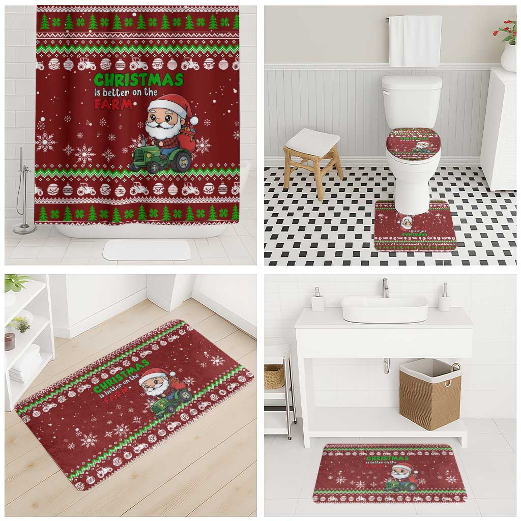 Tractor Santa Christmas Bathroom Set Xmas Holiday Patterns - Wonder Print Shop