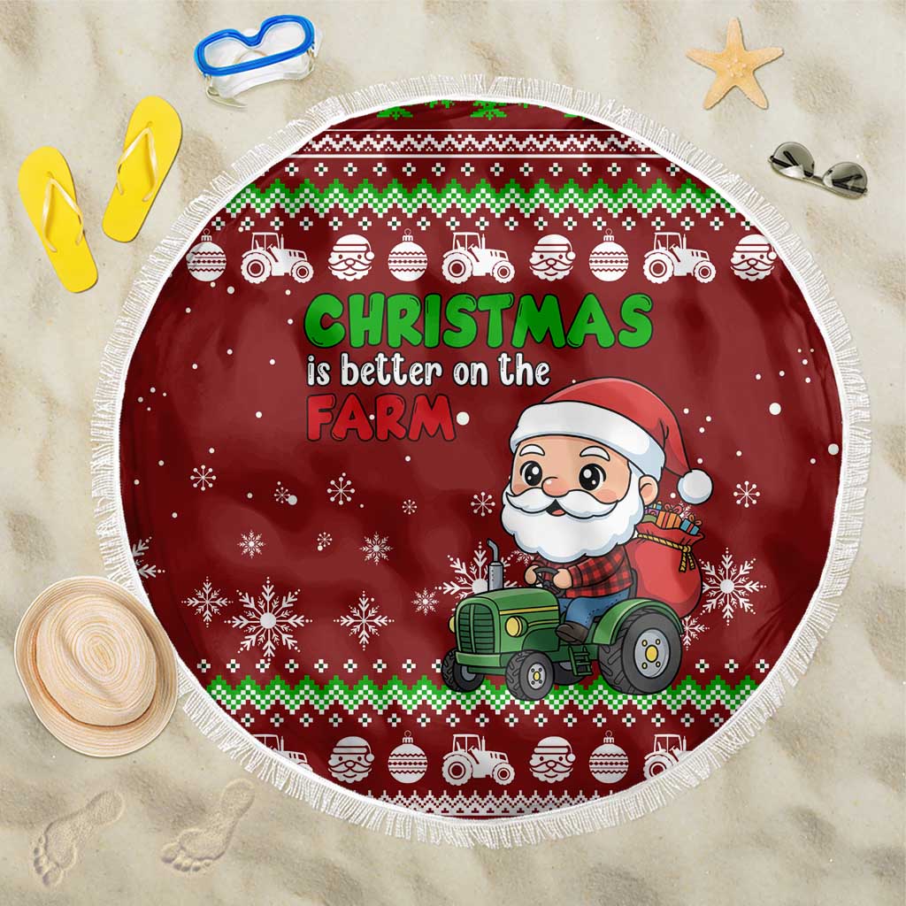 Tractor Santa Christmas Beach Blanket Xmas Holiday Patterns - Wonder Print Shop